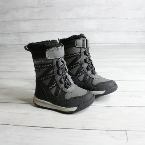Merrell Baby Boy Winter Snow Boots Infant Size 5 Black Gray - Picture 4 of 8